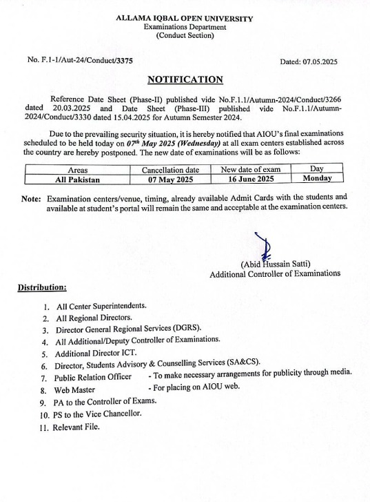 Postponement of the Paper